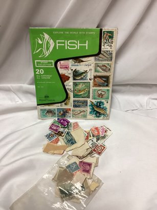 Lot Of Assorted Stamps - Fish Stamp Book And More
