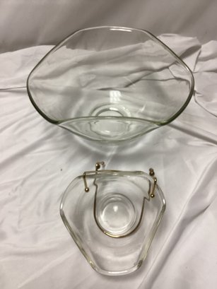 Vintage Indiana Glass Clear Tri-folded Bowl