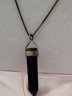 Sterling Silver With Black Tourmaline Tower Pendant