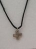 Mexico Taxco Sterling Silver Cross Pendant On Silk Necklace