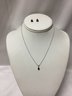 14k White Gold Necklace And Matching Earrings