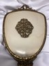 Brass Gold Gilt With Pearl Vanity Mirror Set