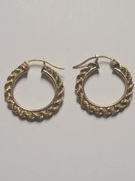 14k Yellow Gold Rope Hoop Earrings