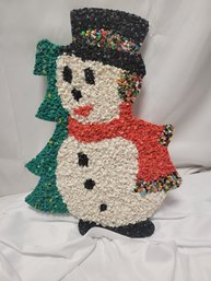 Vintage Melted Popcorn Frosty The Snowman Decoration