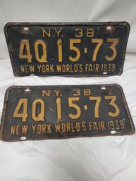 1939 New York World's Fair Matching License Plates