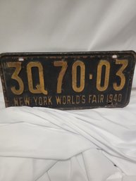 1940 New York World's Fair License Plate