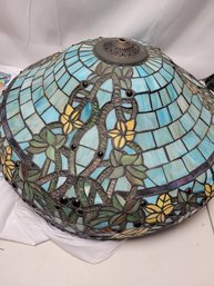 22' Diameter - Stained Glass Lamp Shade With Floral Designs