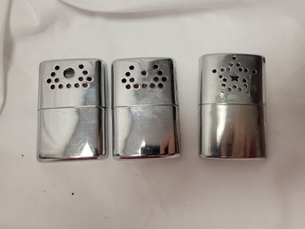 Lot Of 3 Vintage Metal Pocket Hand Warmers