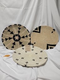 Mo's Crib African Style Woven Tray Lot