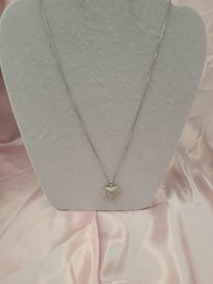 Sterling Silver Necklace With Sterling Diamond Heart Pendant