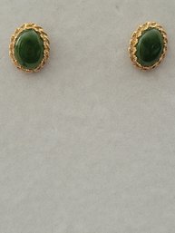 14k Gold Jade Pierced Earrings