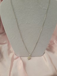 Sterling Silver Box Chain Necklace With Angel Bell Pendant