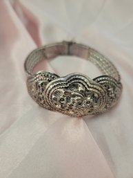 Sterling Silver Woven Braid 2 Strand Repousse Bracelet