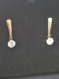 10k CZ Pierced Dangle Earrings