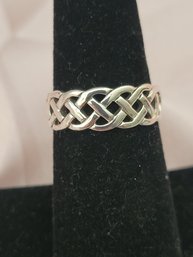 Sterling Silver Woven Ring Marked Solvar 925 Size 6 - 6.5