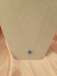 Sterling Silver Necklace With Blue Crystal Pendant