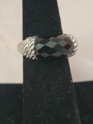 Judith Ripka Sterling And Onyx Ring Size 6