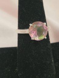 Sterling Silver Watermelon Spinel Ring Size 8