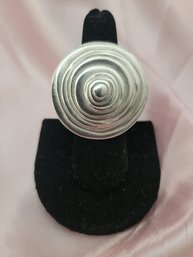 Large Sterling Silver Mid Century Style Statement Ring - Size 7