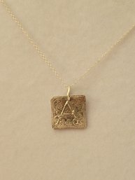 Sterling Silver Necklace Letter A Monogram Pendant