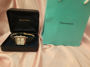 Authentic Tiffany & Co Watch With Black Leather Strap