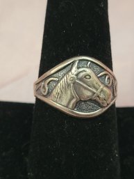 Sterling Silver Horse Motif Ring - Size 6