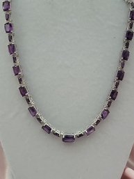 Sterling Silver And Amethyst Stunning Necklace