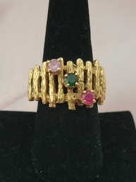 14k Gold With Precious Stone Ring - Size 9