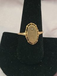 10k Yellow Gold Ring With Small Diamond - Size 9.5