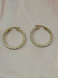 Two Tone 14k Yellow Gold Turkey Hoop Earrings