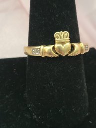 14k Yellow Gold Ireland Irish Claddagh Ring - Size 9.5