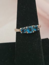 Sterling Silver Ring With London Blue Topaz Stone - Size 7