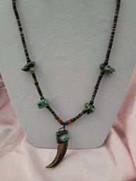 Coyote Claw Southwestern Boho Style Necklace With Turquoise