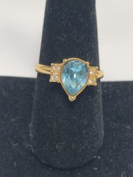 14k Yellow Gold With Topaz Stone Ring - Size 9