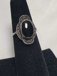 Sterling Silver With Onyx Stone - Size 6