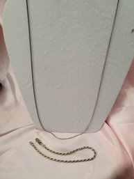 Sterling Silver Box Chain With Sterling Silver Rope Bracelet