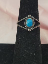 Sterling Silver With Turquoise Stone Ring - Size 5.5