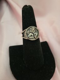 Sterling Silver Cherub Angel Motif Ring - Size 6.5