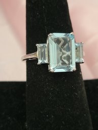 Sterling Silver With Topaz Stone Ring - Size 8