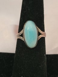 Sterling Silver With Larimar Stone Ring - Size 7