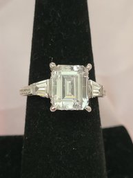 Sterling Silver With CZ Stones Ring - Size 7s