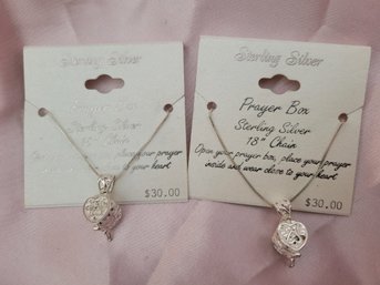 Two Sterling Silver Chains With Prayer Boxess