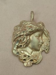 Antique Art Nouveau Gibson Girl Sterling Silver Pendant