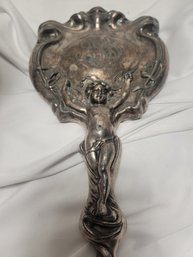 Derby Co Victorian Cupid Vanity Hand Mirror