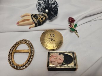 Vintage Smalls - Wax Matchsticks, Pill Box, Costume Jewelry