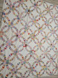 Vintage Hand Sewn Double Wedding Ring Quilt Top