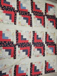 Vintage Hand Sewn Quilt As You Go Block Quilt Top