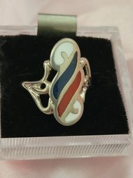 Sterling Silver With Enameled Inlay Ring