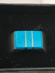 Sterling Silver Ring With Turquoise Inlay Vintage Ring