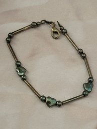 Sterling Silver With Labradorite Heart Stones Bracelet